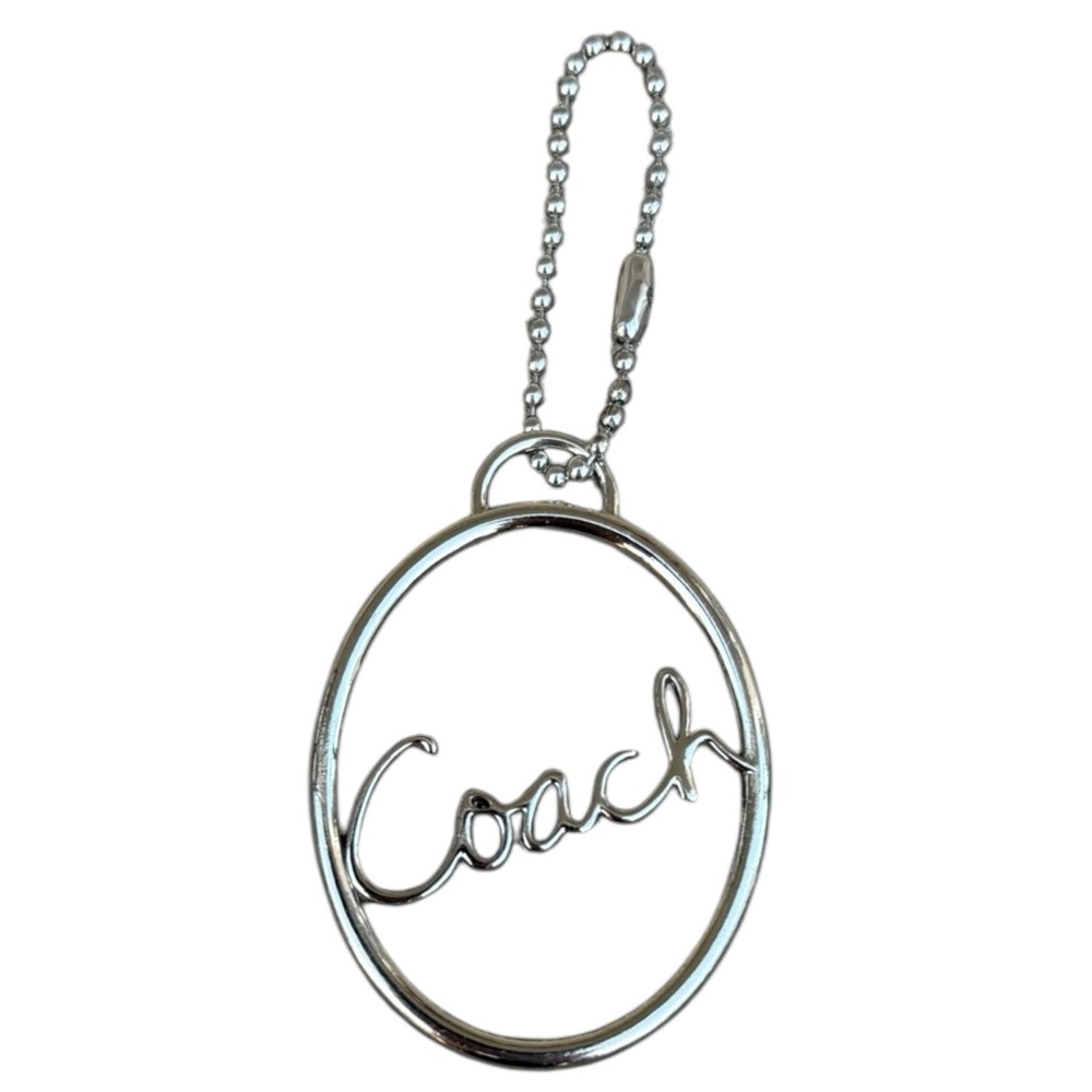 Vintage Coach Silver Script Logo Charm Hangtag Replacement Small Circle EUC